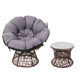 NNEDSZ Papasan Chair and Side Table Set-Brown