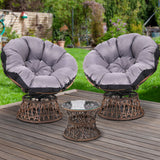NNEDSZ Papasan Chair and Side Table Set-Brown