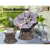 NNEDSZ Papasan Chair and Side Table Set-Brown