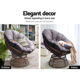 NNEDSZ Papasan Chair and Side Table Set-Brown