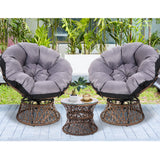 NNEDSZ Papasan Chair and Side Table Set-Brown