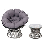 NNEDSZ Papasan Chair and Side Table Set- Grey