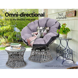 NNEDSZ Papasan Chair and Side Table Set- Grey