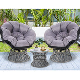 NNEDSZ Papasan Chair and Side Table Set- Grey