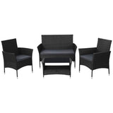 NNEDSZ 4 Piece Outdoor Dining Set Furniture Lounge Setting Table Chairs Black