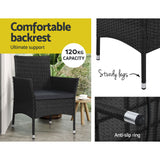 NNEDSZ 4 Piece Outdoor Dining Set Furniture Lounge Setting Table Chairs Black