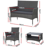 NNEDSZ 4 Piece Outdoor Dining Set Furniture Setting Lounge Wicker Table Chairs