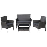 NNEDSZ 4 Piece Outdoor Dining Set Furniture Setting Lounge Wicker Table Chairs