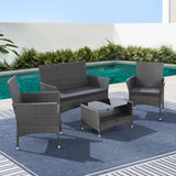 NNEDSZ 4 Piece Outdoor Dining Set Furniture Setting Lounge Wicker Table Chairs