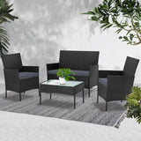 NNEDSZ 4-piece Wicker Outdoor Set - Black