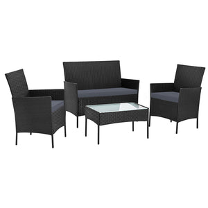 NNEDSZ Garden Furniture Outdoor Lounge Setting Wicker Sofa Patio Storage Cover Black