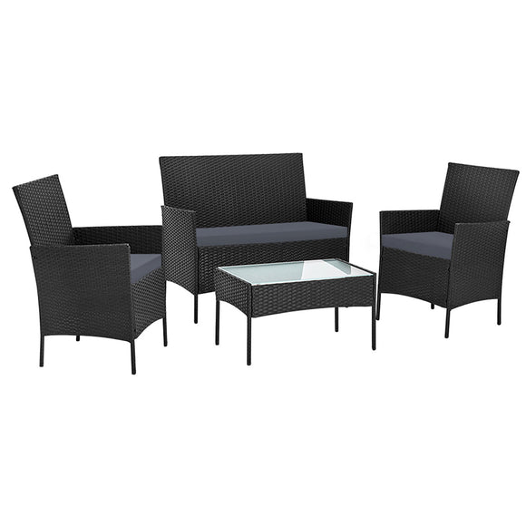 NNEDSZ Garden Furniture Outdoor Lounge Setting Wicker Sofa Patio Storage Cover Black