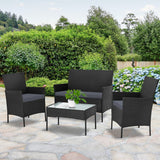 NNEDSZ Garden Furniture Outdoor Lounge Setting Wicker Sofa Patio Storage Cover Black