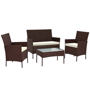 NNEDSZ 4-piece Wicker Outdoor Set - Brown