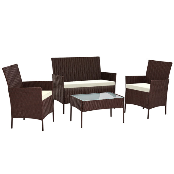 NNEDSZ 4-piece Wicker Outdoor Set - Brown