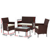 NNEDSZ 4-piece Wicker Outdoor Set - Brown