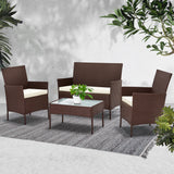 NNEDSZ 4-piece Wicker Outdoor Set - Brown