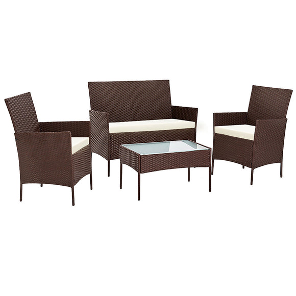 NNEDSZ Garden Furniture Outdoor Lounge Setting Rattan Set Patio Storage Cover Brown