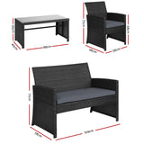 NNEDSZ Set of 4 Outdoor Wicker Chairs & Table - Black