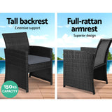 NNEDSZ Set of 4 Outdoor Wicker Chairs & Table - Black