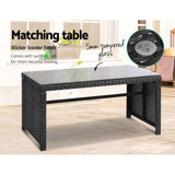 NNEDSZ Set of 4 Outdoor Wicker Chairs & Table - Black