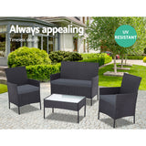 NNEDSZ Set of 4 Outdoor Wicker Chairs & Table - Black