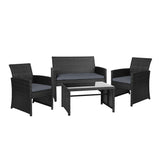 NNEDSZ Garden Furniture Outdoor Lounge Setting Wicker Sofa Set Storage Cover Black