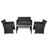 NNEDSZ Garden Furniture Outdoor Lounge Setting Wicker Sofa Set Storage Cover Black