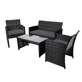NNEDSZ Garden Furniture Outdoor Lounge Setting Wicker Sofa Set Storage Cover Black