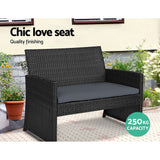 NNEDSZ Garden Furniture Outdoor Lounge Setting Wicker Sofa Set Storage Cover Black
