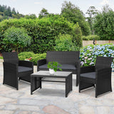 NNEDSZ Garden Furniture Outdoor Lounge Setting Wicker Sofa Set Storage Cover Black