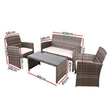 NNEDSZ Garden Furniture Outdoor Lounge Setting Wicker Sofa Set Storage Cover Mixed Grey