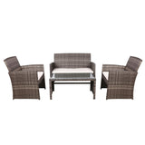 NNEDSZ Garden Furniture Outdoor Lounge Setting Wicker Sofa Set Storage Cover Mixed Grey
