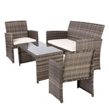 NNEDSZ Garden Furniture Outdoor Lounge Setting Wicker Sofa Set Storage Cover Mixed Grey