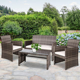 NNEDSZ Garden Furniture Outdoor Lounge Setting Wicker Sofa Set Storage Cover Mixed Grey