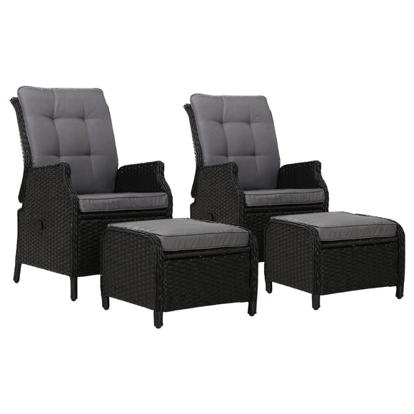 NNEDSZ Set of 2 Recliner Chairs Sun lounge Outdoor Setting Patio Furniture Wicker Sofa