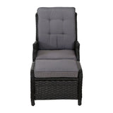 NNEDSZ Set of 2 Recliner Chairs Sun lounge Outdoor Setting Patio Furniture Wicker Sofa