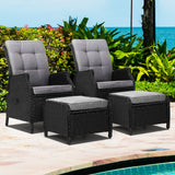 NNEDSZ Set of 2 Recliner Chairs Sun lounge Outdoor Setting Patio Furniture Wicker Sofa