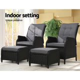 NNEDSZ Set of 2 Recliner Chairs Sun lounge Outdoor Setting Patio Furniture Wicker Sofa