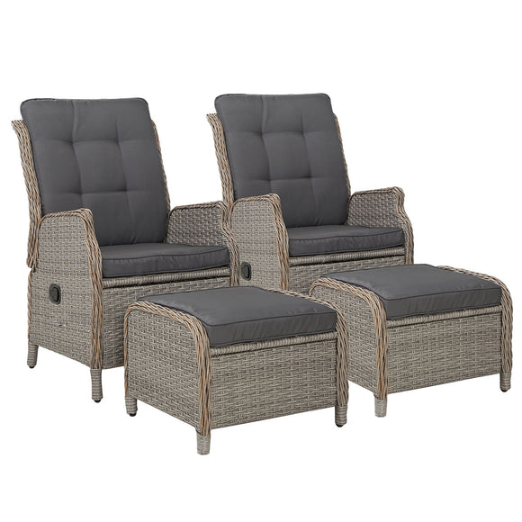 NNEDSZ Set of 2 Recliner Chairs Sun lounge Outdoor Patio Furniture Wicker Sofa Lounger