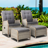NNEDSZ Set of 2 Recliner Chairs Sun lounge Outdoor Patio Furniture Wicker Sofa Lounger
