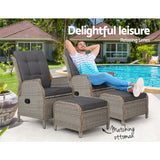 NNEDSZ Set of 2 Recliner Chairs Sun lounge Outdoor Patio Furniture Wicker Sofa Lounger