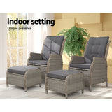 NNEDSZ Set of 2 Recliner Chairs Sun lounge Outdoor Patio Furniture Wicker Sofa Lounger