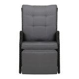 NNEDSZ Set of 2 Recliner Chairs Sun lounge Outdoor Furniture Setting Patio Wicker Sofa Black