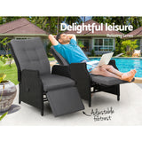NNEDSZ Set of 2 Recliner Chairs Sun lounge Outdoor Furniture Setting Patio Wicker Sofa Black