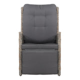 NNEDSZ Set of 2 Recliner Chairs Sun lounge Outdoor Furniture Setting Patio Wicker Sofa Grey