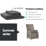 NNEDSZ Set of 2 Recliner Chairs Sun lounge Outdoor Furniture Setting Patio Wicker Sofa Grey