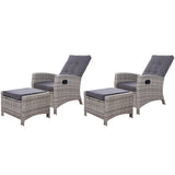 NNEDSZ Set of 2 Sun lounge Recliner Chair Wicker Lounger Sofa Day Bed Outdoor Chairs Patio Furniture Garden Cushion Ottoman Gardeon