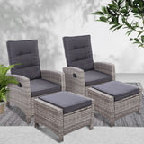 NNEDSZ Set of 2 Sun lounge Recliner Chair Wicker Lounger Sofa Day Bed Outdoor Chairs Patio Furniture Garden Cushion Ottoman Gardeon