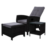 NNEDSZ Outdoor Setting Recliner Chair Table Set Wicker lounge Patio Furniture Black